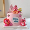 Bộ tượng 6 gấu dâu (lotso) nhựa mềm.