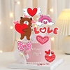 Combo 2 set giấy- Gấu nâu ôm trái tim đỏ, chữ love, nơ hồng.