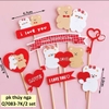Combo 2 set giấy- Gấu đỏ nâu trắng (i love you).