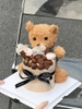 Gấu bông nâu nhạt -áo xanh kt 30cm.
