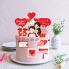 Combo 2 set giấy Valentine - trái tim, bánh, hộp quà đỏ.