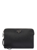 TÚI PRADA BLACK SAFFIANO LEATHER CLUTCH CHUẨN 1:1 AUTHENTIC