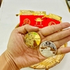 Cặp xu Úc hình con rắn vàng bạc (tặng túi gấm đỏ)