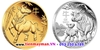 Cặp tiền xu hình con trâu Úc mạ vàng bạc