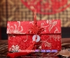 Bao Lì Xì Vải Gấm Đỏ treo ngọc bội Hoa Văn Phượng Hoàng (túi NGANG)