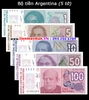 Bộ tiền Argentina 5 tờ 1 5 10 50 100 Pesos