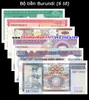 Bộ tiền Burundi 6 tờ 10 20 50 100 500 1000 Francs