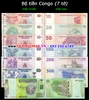 Bộ tiền Congo 7 tờ 10 20 50 100 200 500 1000 Francs