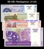 Bộ tiền Madagascar 4 tờ 100 200 500 1000 Ariary
