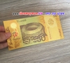 Tiền lưu niệm 50 Ringgit Malaysia mạ vàng plastic