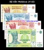 Bộ tiền Moldova 4 tờ 1 5 10 20 Lei 2010