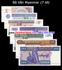 Bộ tiền Myanmar 7 tờ 0.5 1 5 10 20 50 100 Kyats