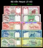 Bộ tiền Nepal 5 tờ 5 10 20 50 100 Rupees