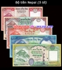 Bộ tiền Nepal 5 tờ 5 10 20 50 100 Rupees