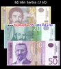 Bộ tiền Serbia 3 tờ 10 20 50 Dinara 2013