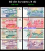 Bộ tiền Suriname 4 tờ 5 10 25 100 Gulden 1998