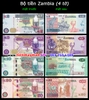 Bộ tiền Zambia 4 tờ 2 5 10 50 Kwacha
