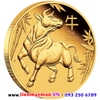 Tiền xu hình con trâu mạ vàng Úc 2021 (tặng hộp nhung đỏ)