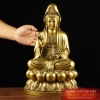 Phật quan âm ngồi đài sen đồng nguyên chất 18x10.5cm - 0.95kg