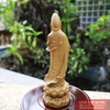 Phật bà quan âm đứng đài sen gỗ bách xanh 20cm