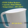 Cốc PTFE/Teflon có tay cầm (PTFE Beaker with Handle), Dung tích: 30ml-5000ml