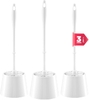 BÀN CHẢI CHÀ NHÀ VỆ SINH & GIÁ ĐỠ MÀU TRẮNG - JIGA 3 PACK TOILET BRUSH AND HOLDER SET, TOILET BOWL BRUSH WITH CADDY BATHROOM STIFF BRISTLES TOILET SCRUB BRUSH, WHITE, SET 3 BỘ