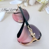 Mắt Kính Nữ Hiệu Cartier Màu Ombre Hồng Khói Gọng Hồ Ly Đính Đá Cao Cấp 1886