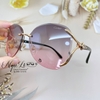Mắt Kính Nữ Hiệu Cartier Màu Ombre Hồng Khói Gọng Hồ Ly Đính Đá Cao Cấp 1886