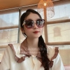 Mắt Kính Thời Trang Nữ Dáng Bầu - Kính Chanel Màu Ombre Hồng Gọng Kim Loại 6092