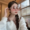 Mắt Kính Thời Trang Nữ - Kính Gucci Nữ Cao Cấp Tròng Vuông Ombre Hồng Mix Trà Nhẹ 8932 Full Box