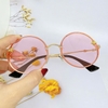 Mắt Kính Thời Trang Nữ - Kính Gucci Nữ Màu Hồng Tròn Gọng Kim Loại Cao Cấp FullBox