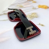 Mắt Kính Thời Trang Nữ - Kính Hermes Nữ Vuông Đen Gọng Chữ H Đỏ Đô Cao Cấp 6198