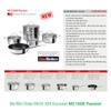 Bộ Nồi Chảo EUROSUN MC1608-Passion Cao Cấp 10 Món, INOX SUS304 3 Lớp