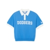 Áo Croptop MLB Korea Varsity Short Sleeve Knit Collar Tie LA Dodgers Blue