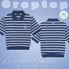 Áo Croptop MLB Korea Women's Varsity Striped Collar New York Yankees Navy