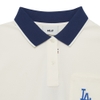 Áo Polo MLB Women's Partial Monogram Collar LA Dodgers Cream