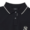 Áo Polo MLB Women's Partial Monogram Collar New York Yankees Black