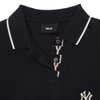 Áo Polo MLB Women's Partial Monogram Collar New York Yankees Black