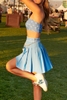 Váy MLB Women's Basic Small Logo Pleated Skirt LA Dodgers Sky Blue
