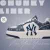 Giày MLB Korea Chunky Liner Denim Classic Mono New York Yankees Navy