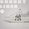 Giày MLB Korea Chunky Liner Denim Classic Mono New York Yankees Grey