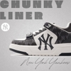 Giày MLB Korea Chunky Liner Mid Denim New York Yankees Black