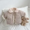 Áo khoác bông kẻ gấu lót lông ( sz 73-100)