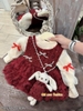 Set váy nơ ngọc kèm thỏ