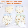 Set 3 yếm tam giác muslin vintage Bermy (họa tiết ngẫu nhiên)