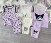 Set 3 bộ cotton sát nách Kuromi màu trắng, tím
