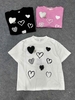 Áo phông cộc tay gắn họa tiết trái tim 3 màu trắng, hồng, đen