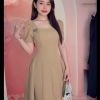 Váy thiết kế A - 0157 cao cấp dự tiệc xoè nhẹ tay phồng (90cm) - Đen, đỏ đô, nâu (S- XL) tặng kèm tag xinh