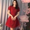 Đầm Ngắn Voan Tơ Lưới Đỏ Sang Trọng (Kèm Tag), A-0152 Dress Women Voi Kem