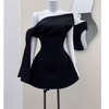Đầm Thiết Kế Lệch Vai Thắt Nơ Sang Chảnh Dáng Ngắn Tặng Kèm Tag Siêu Xinh .A -0156. Women. Dress